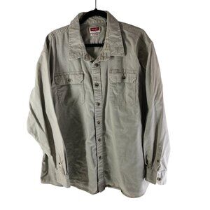 Wrangler Mens 3XL Flex for Comfort Button Up Work Shirt Long Sleeve Khaki Beige